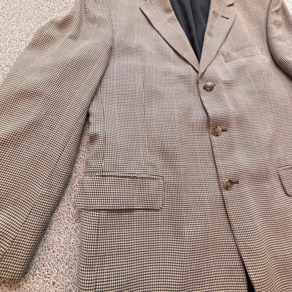 JOS. A. BANK Houndstooth Blazer 44L Brown Silk Wool Sport Jacket Preppy Classic